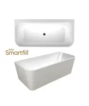 New Seima Back to Wall 1500 Bath with Smartfill Bath Filler Bezel and Waste in G