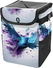Car Trash Can with Lid and Storage Pockets Leak-Proof Organizer,Multipurpose Trash Bin for Car,Watercolor Abstract Butterfly Shape