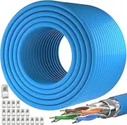 Cat 7 Outdoor Ethernet Cable (SFTP Triple Shielded Internet Cable 400ft | DIY Bulk Cable | x 20 RJ45) High-Speed 10Gbps 600MHz Network Cable, Direct Burial, Waterproof/UV Resistant, for Router/Gaming