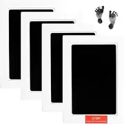 4-Pack Baby Hand and Footprint Kit 4.72"x3.15" Clean Touch Newborn Ink Pad Kit Inkless Dog Cat Paw Print Kit Dog Nose Print Kit for Baby Registry Baby Shower (Black, Medium, 4 PCS)