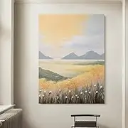 Modern 100% Hand Painted Big Size Artwork - Orange Twilight Scenery Texture Home Oil Painting,Artwork Decoration for Office Living Room Bedroom Stairway Decoration,As Shown,80 X 120 Cm(32"X48")
