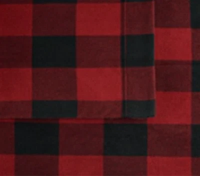 NEW QUEEN FLEECE SHEET SET FITTED SHEET SET CUDDLDUDS RED BUFFALO PRINT CHECK