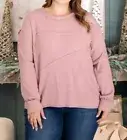 Andree By Unit Womens 2x Round Neck Long Sleeve Ribbed Top Shirt Mauve Pink NWT