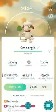 Pokémon Go Incinerate-Flying Press Smeargle For Little Cup PvP Go Battle League