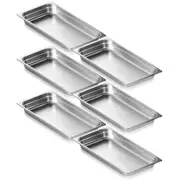 6 Pack Hotel Pans, Full Size Anti-Jam Steam Pan, 0.8mm Thick Stainless Steel Restaurant Steam Table Pan, 2.5-Inch Deep Commercial Table Pan, Catering Storage Food Pan, for Industrial &