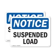 (2 Pack) Suspended Load OSHA Notice Sign Decal Metal Plastic