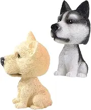 Generic 2pcs Shaking Head Dog Ornaments Cute Animal Figure Decor for Car Dashboard Home Aesthetic Pet Shaking Head Ornament for Office Decoration