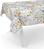 Oilcloth Tablecloth Wax Tablecloth Washable Garden Tablecloth Round Oval Square 200 x 140 cm Cut Edge Postcard Floral