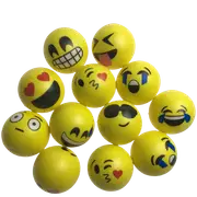 12 EMOJI FACE STRESS BALLS Hand Relief Squeeze Tension Reliever Soft Smiley 70mm