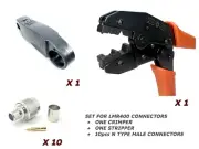 Set of 10pcs RF Coax Connector N Male LMR400 + Cable Stripper Ratchet Crimper