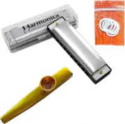 Top Harmonica with 10 Holes Blues Diatonic and Kazoo Musical Instruments with 5