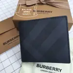 二手現貨 BURBERRY 博柏利 倫敦格紋皮革 雙折錢包 炭灰色男款錢包 80144811 真皮皮夾 口袋錢包