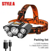 LED Head Torch Headlight Camping Headlamp USB Rechargeable Headlamp Flashlight