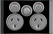 Clipsal Saturn Double Powerpoint with Removable Extra Switch Espresso Black