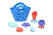 Green Toys Oceanbound Tide Pool Set - 7 Piece Pretend Play, Motor Skills, Kids Bath Toy Floating Pouring Shells with Storage Bag. No BPA, phthalates, PVC. Dishwasher Safe, Recycled Plastic, Made in USA.