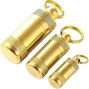 WEKAMOS 3pcs Portable Mini Brass Pill Cases Medicine Holders for Travel Lightweight Storage Bottles for Pills Vitamins More Compact Design for Daily Outdoor Use