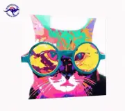THE SMART CAT MODERN FUNKY ART HANDMADE ON CANVAS-2 SIZES WOODEN BLACK FRAME