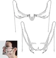 1 Set Punk Mechanical Mask,Cyber-Punk Masquerade Mask for Men Women Night Club Party Prom Metal Mask,Silver Steel Half Mask Women's Costume Masks Half Face Halloween Party Prom Metal Mask