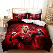 Football Duvet Cover Full Microfiber Bedding Set Comforter Cover Set, Lightweight Soft Zipper Breathable Closure 160x220cm