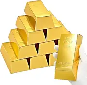 UnicoPak 30 Pack Gold Bar Party Favor Boxes, Simulated Foil Gold Treat Boxes Candy Boxes Decorated Boxes, with FINE GOLD 999.9 Embossed Pattern, 6.5x3 Inch Gift Boxes for Candy, Halloween, Christmas