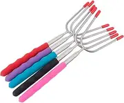 Generic 5Pcs Extendable Stainless Steel BBQ Forks with Ergonomic Handle Outdoor Roasting Sticks for Camping Party and Home Use Durable and Safe Barbecue Tools
