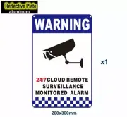 Warning CCTV Security Camera Sign 20x30 Reflective cloud backup monitored alarm