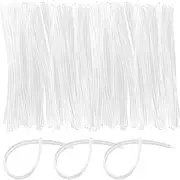 Mziart 100 Pack Clear Luggage Tag Loops Straps, Worm Loops for Bag Tags PVC Name Tag Loop for Identification Cards ID Badge Holder Insert Bags Photo Suitcase Label Fastener, 6 inch