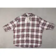 Barbour Womens White Red Plaid Collared Button Up Long Sleeve Blouse Size 10
