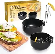 4 Pcs Folding Egg Poacher, 2025 New Poached Egg Cooker Non-Stick Poached Bolied Egg Make Cups, Boiled Eggs Maker Cup, Round Poached Egg Spoon, Kitchen Utensils