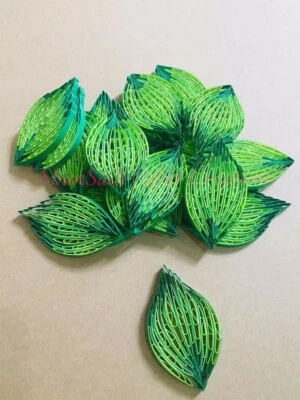 Lot 25 Paper quilling leaves hand made card decoration - 25 leaves
