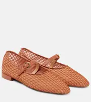 [Ulla Johnson] Ulla Johnson Isobel leather-trimmed mesh ballet flats AU 9 brown