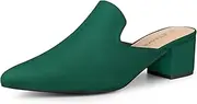 [Allegra K] Women's Slip on Pointed Toe Chunky Heel Slide Mules