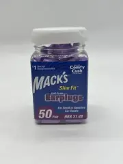 MACKS SLIM FIT SOFT FOAM EARPLUGS 50 PAIR SMALL FOR SLEEPING SNORING NEW