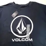 Volcom Men's XL Crisp Stone Navy Blue Graphic Logo Short Sleeve Crewneck Tee New