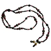 Black, Red Antique Silver Beads Eyeglass, Spectacle Glass Chain Holder Secure