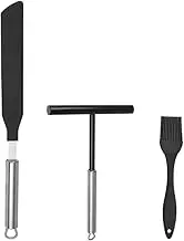 3Pcs T-Shaped Batter Spreaders and Spatula Set, Stainless Steel and Nylon Crepe Spreader and Spatula Kit, Crepe Maker Tools