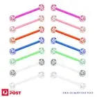2-7PCS Tongue Bars Rings Nipple Flexible Bioflex 14G Body Piercing Jewellery
