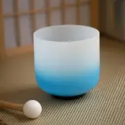 7 Inch Blue 432Hz G Note Throat Chakra Frosted Quartz Crystal Singing Bowl