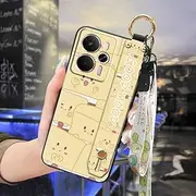 Phone Case Compatible with Realme 14 5G Global, Wrist Strap Fashion Design Lanyard Protective Back Cover Durable Anti-dust Shockproof Ring