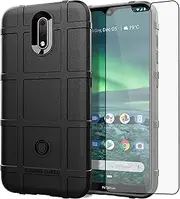 [Asuwish] Phone Case for Nokia 2.3 with Tempered Glass Screen Protector Cover and Slim Thin Hard Mobile Film Rugged TPU Protection Full Body Cell Accessories Protective Nokia2.3 Women Men Black