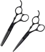 Healeved 2pcs Set Professional Hair Scissors Set Durable Barber Shears for Home Salon Includes Flat Scissor Tooth Scissor Corrosion Design for Cutting