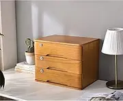 Wooden D Storage Box with Lock File and Data Organizer Office Drawer Cabinet Flat File Storage Box with 3 Drawers