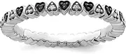925 Sterling Silver Polished Prong set Patterned Stackable Expressions Love Hearts Black and White Dia. Ring USA Size 8 Jewelry for Women