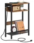 CHOEZON Narrow Side Table with Charging Station Small End Table Slim Nightsta...