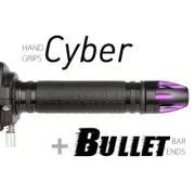 KiWAV Motorcycle Cyber grips Black with Bullet Bar Ends Purple/Black