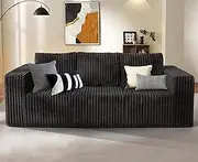 Modular Sectional Sofa 3-Seater Modular Couch with Deep Seat Memory Foam Cloud Chair with Pillows Oversized Sectional Sofa for Living Room Bedroom (Strip Grey, 3-Seater)