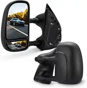 BDFHYK Tow Mirrors Compatible with Ford 2000-2005 Excursion, 1999-2007 F-250 F-350 F-450 F-550 Super Duty, Extended Pickup Truck Towing Mirrors Pair Manual Adjustable & Foldable, Black