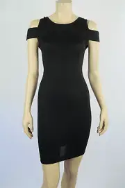 Bettina Liano Ladies Slasher Knit Open Shoulder Dress size 6 Colour Black