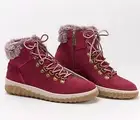 New Muk Luks Walker Suede Faux Fur Lace Up Hiker Boots Memory Foam Burgundy 8M