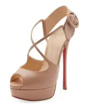 Christian Louboutin NIB Hollandrive 130 Cross Strap Platform Heels Pumps 39.5